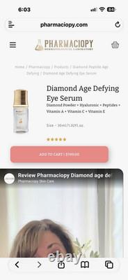 Pharmaciopy Diamond Age Defying Eye Serum 30ml Peptides Complex NEW SEALED