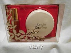 Rare Vintage Jungle Jasmine Tuvache Cologne & Perfume Dusting Powder Gift Set