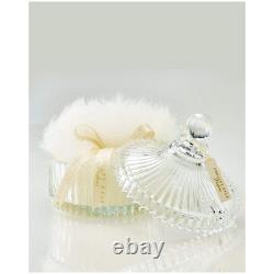 Soft Lambs Wool Dusting Powder Puff with Crystal Dish