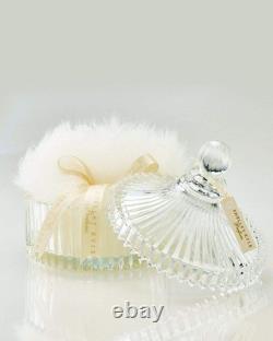 Soft Lambs Wool Dusting Powder Puff with Crystal Dish