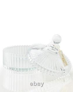 Soft Lambs Wool Dusting Powder Puff with Crystal Dish