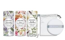 Talc-Free Body Powder Gift Set 3 Scents Lavender, Rose, Vanilla, Large Puff