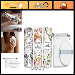 Talc-Free Body Powder Gift Set 3 Scents Lavender, Rose, Vanilla, Large Puff