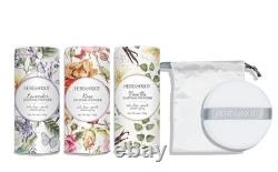 Talc-Free Body Powder Gift Set 3 Scents Lavender, Rose, Vanilla, Large Puff