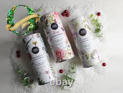 Talc-Free Body Powder Gift Set 3 Scents Lavender, Rose, Vanilla, Large Puff