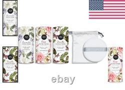Talc-Free Organic Body Powder Set Lavender, Rose, Vanilla Scents & Puff