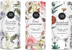 Talc Free Perfumed Body Dusting Powder Set of 3 with Rose, Lavender, and Sand