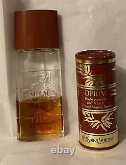 Used Vintage YSL Opium 50ml Eau De Toilette And 1.25 Dusting Powder