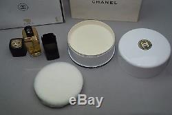 VTG CHANEL NO. 5 Lg DUSTING POWDER & 1.5 OZ. Spray Perfume Box Gift Set Free Shi