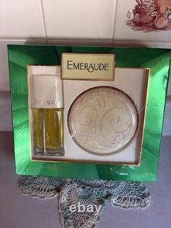 VTG Coty Emeraude 2 Pc Gift Set 1.5oz Cologne Spray & Dusting Powder In Box