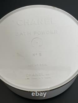 Vintage 8oz CHANEL No. 5 Bath White Dusting Powder with Puff & Screen FULL