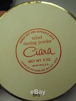 Vintage Charles Revson CIARA 3pc Set 3.0oz Velvet Dusting Powder Perfume Cologne