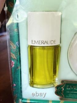 Vintage Coty Emeraude Fragrance Gift Set Cologne Spray 1.5oz Dusting Powder 4oz