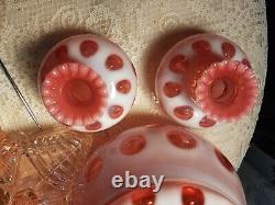 Vintage Fenton Cranberry Coin Dot Opalescent Perfume Vanity! STUNNING BEAUTY! A+