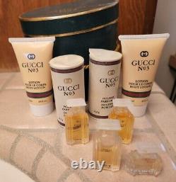 Vintage Gucci No 3 Perfumed Body Lotion 2 Dusting Powder 2 cologne bottles 4 Box