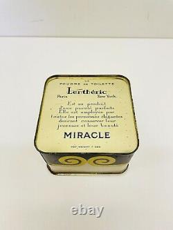 Vintage Miracle Dusting Powder Perfume Lentheric Puff Square Art Deco Box 7 oz