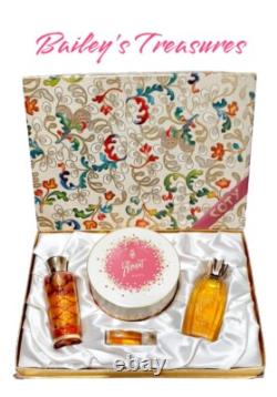 Vintage RARE Coty L'aimant Bath Oil Parfum Dusting Powder Gift Set FREE SHIP