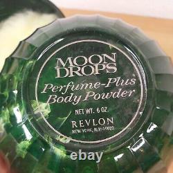 Vintage Revlon Moon Drops Perfumed Dusting Powder With Puff 6 oz