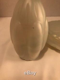 Vintage Waltersperger Opalescent Perfume Bottle And Dust Powder Bowl