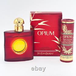 Vintage YSL Opium Gift Set 2pc 1.6oz Perfume Spray. 7oz Dusting Powder New Box