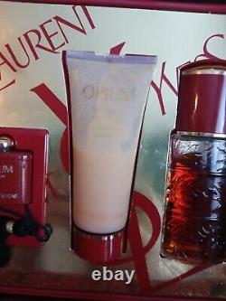 Vintage YSL Opium Giftset With 1.6 Toilette, Perfumed Dusting Powder, Parfum ++