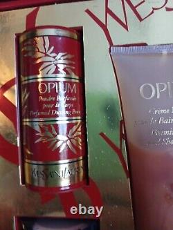 Vintage YSL Opium Giftset With 1.6 Toilette, Perfumed Dusting Powder, Parfum ++