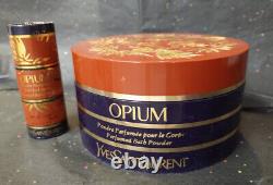 Vintage YSL Opium Perfumed Bath Powder 6oz Dusting Body and Travel Powder Set