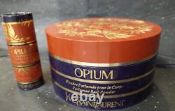 Vintage YSL Opium Perfumed Bath Powder 6oz Dusting Body and Travel Powder Set