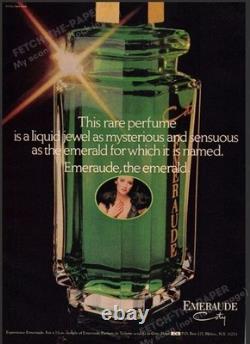 Vtg Coty EMERAUDE Set Crystal Keepsake Cologne Spray & Brilliant Facets Powder