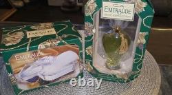 Vtg Coty EMERAUDE Set Crystal Keepsake Cologne Spray & Brilliant Facets Powder