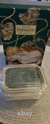 Vtg Coty EMERAUDE Set Crystal Keepsake Cologne Spray & Brilliant Facets Powder
