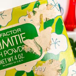 Vtg Max Factor PRIMITIF Perfumed Dusting Powder + Puff NEW Green MOD Plastic Box