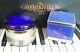 Vtg Victoria Perfumed Dusting Powder 2.5 Victoria's Secret & Blue Glass Decanter