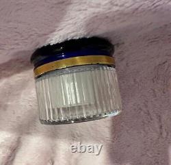 Vtg Victoria Perfumed Dusting Powder 2.5 Victoria's Secret & Blue Glass Decanter