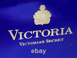 Vtg Victoria Perfumed Dusting Powder 2.5 Victoria's Secret & Blue Glass Decanter